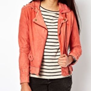 ‼️PRICE DROP‼️Doma orange biker leather jacket